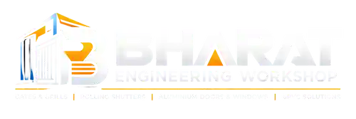 Bharat Engineering Workshop logo featuring gates, grills, rolling shutters, aluminium doors and windows, and uPVC solutions in Munger, Bihar